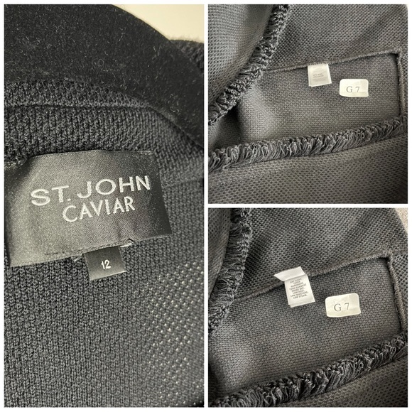 St. John Collection Sz 12 Fringed Wool Blend Milano Pique Knit Topper, NWOT - Picture 6 of 9